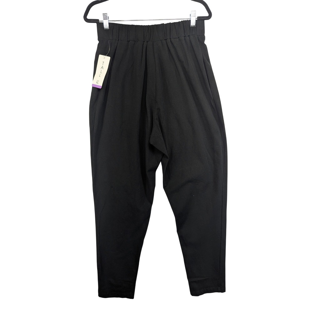 Hunt Club Tall Black Pleated Tapered Trousers High Waist Elastic Back XL NEW